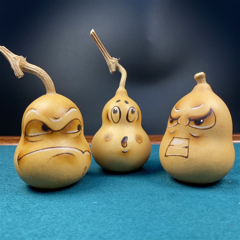 天然胖墩小葫芦文玩表情包胖梨形编制摆挂件手把件绕指柔葫芦八宝