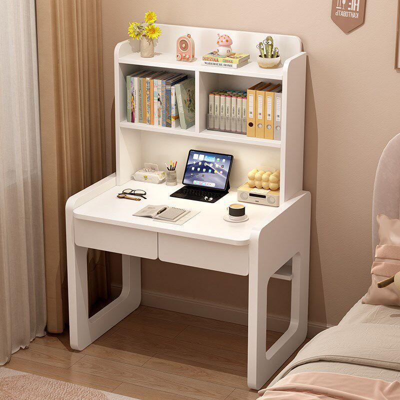小户型床头实木书桌书架一体卧室窄型单人电脑桌小尺寸家用学习桌