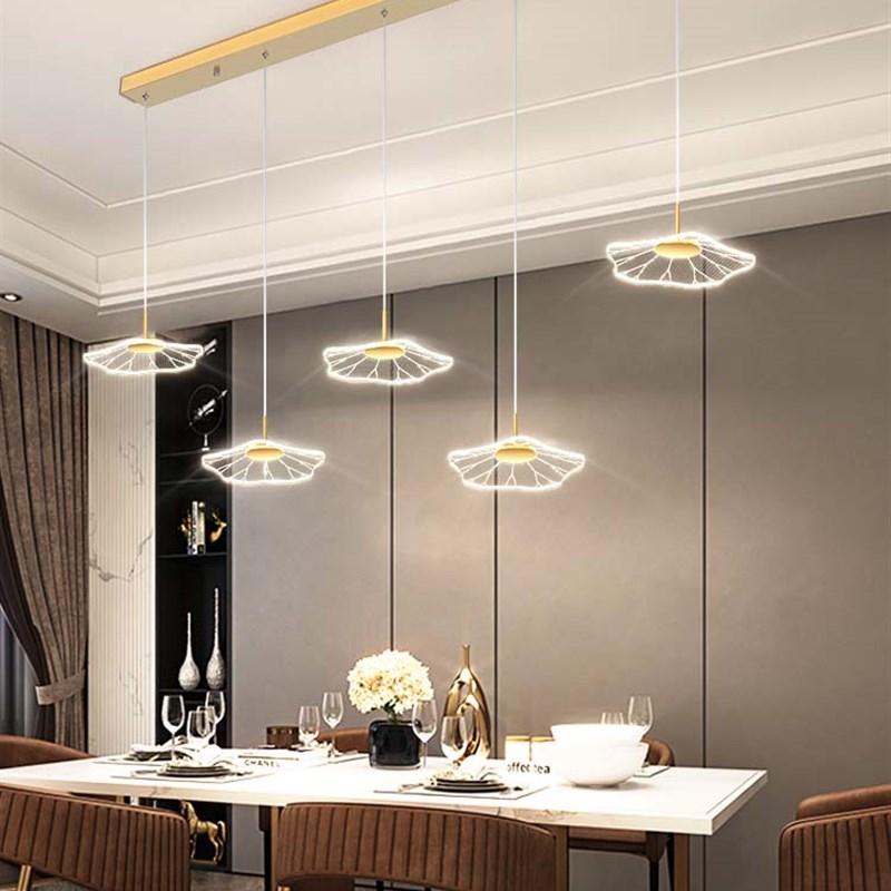 LED现代简约前台吊灯长条荷叶餐厅灯办公室吧台创意个性艺术吊灯