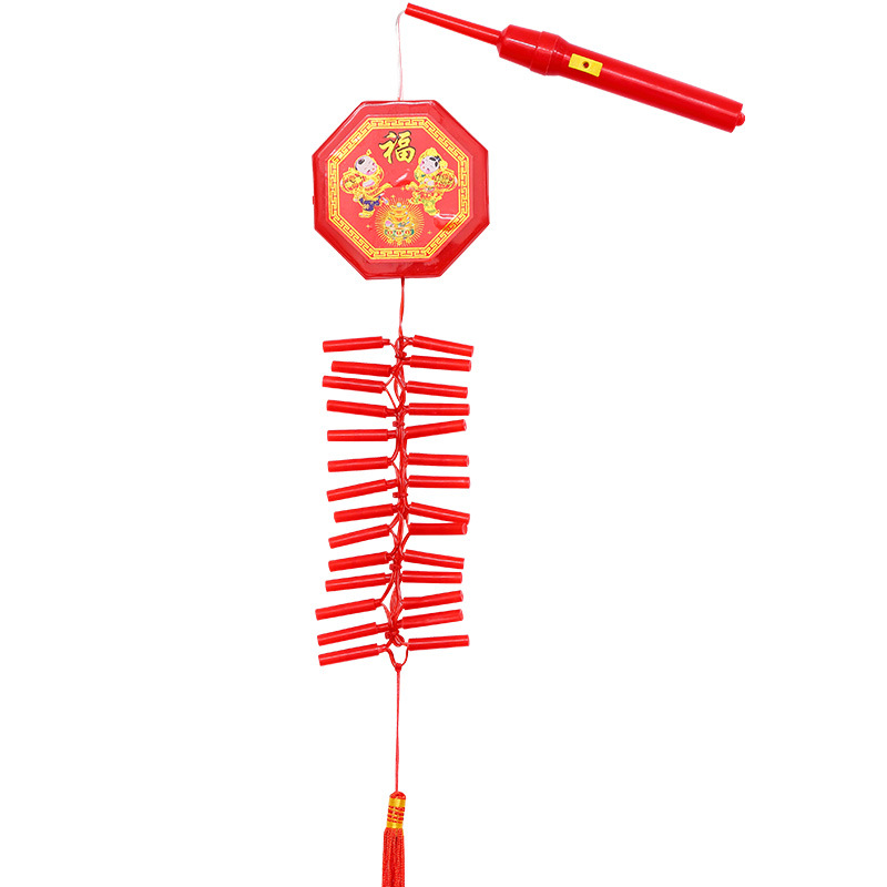 新年春节炮仗LED灯饰发声音乐儿童爆竹手提仿真电子鞭炮超响