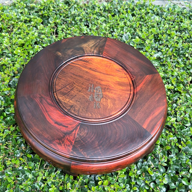 精品老挝大红酸枝木底座加厚花架花几花草盆架子工艺品摆件鱼缸座