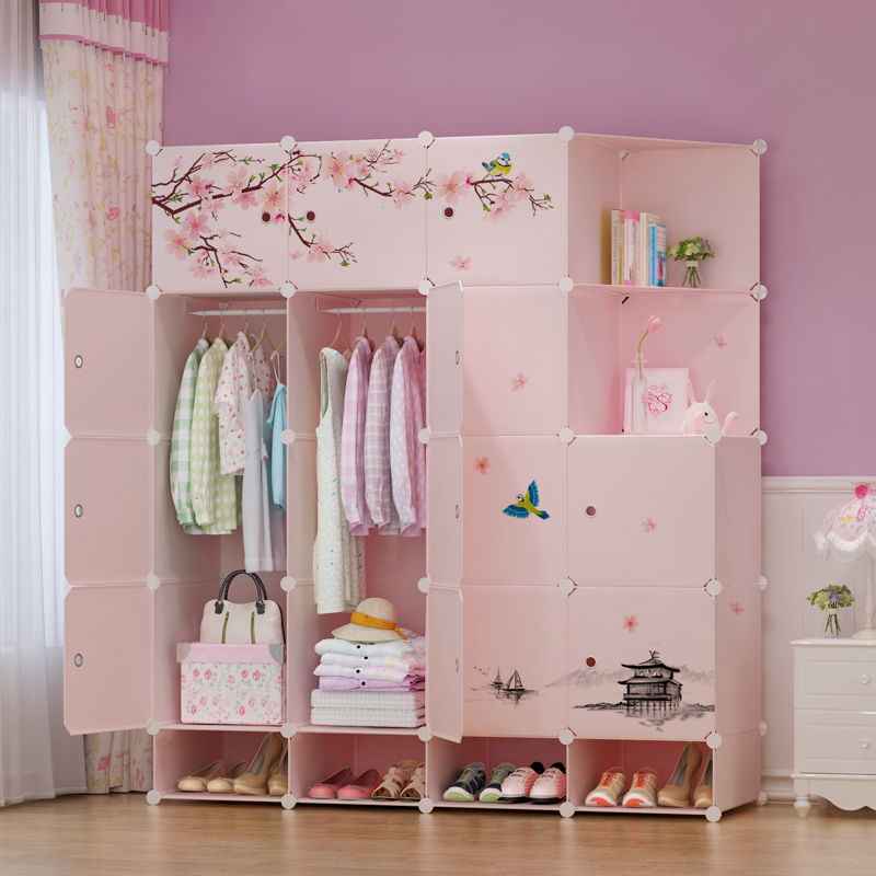 衣柜简易柜子钢架组装简约现代经济型塑料布衣橱卧室省空间仿实木