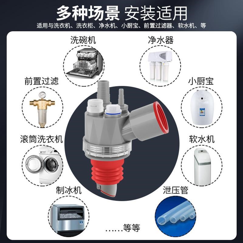 PVC管专用厨卫集成防虫臭下水器水槽洗碗机净水器前置排水三通