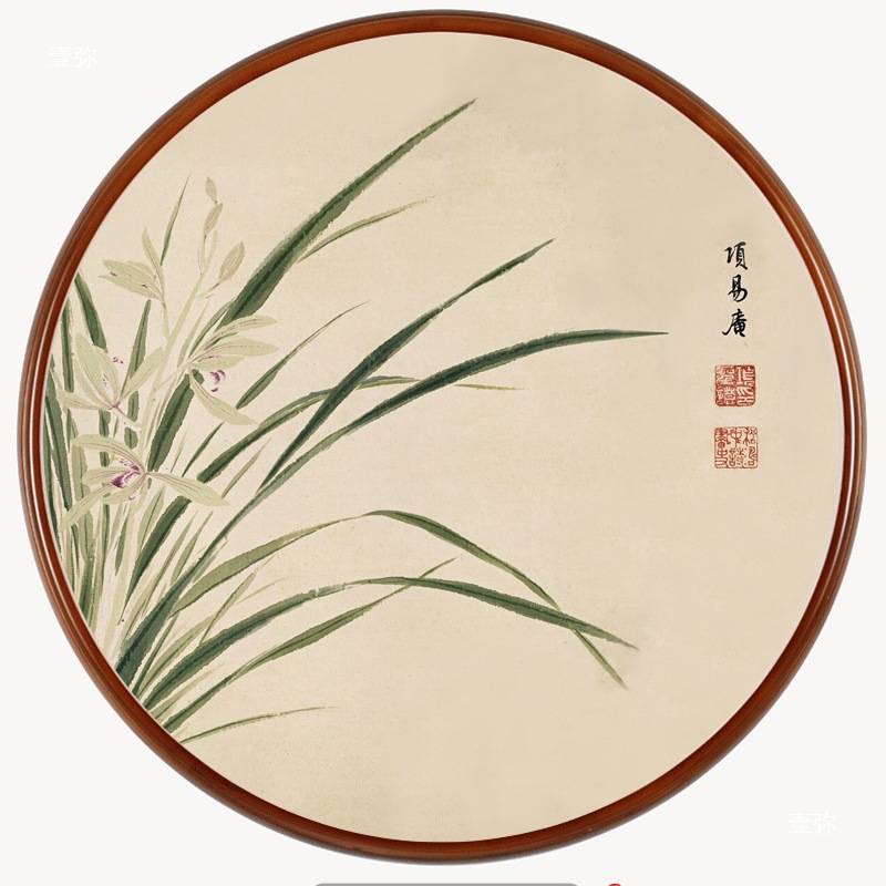 纯实木圆形画框空白油画布用外框实木框装饰画装裱框圆形相框