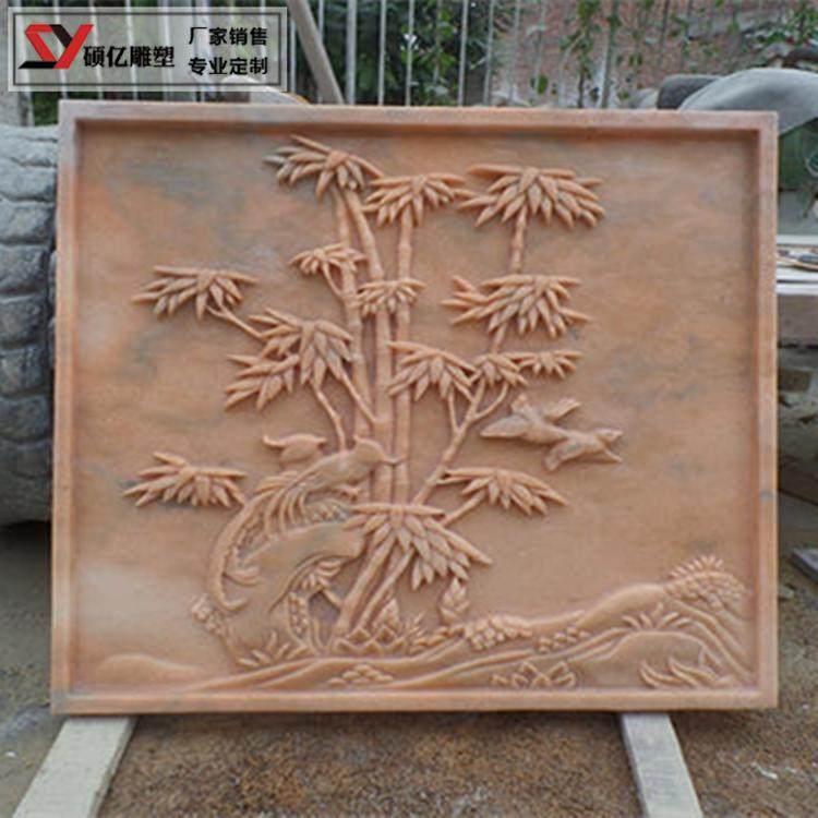 砂岩雕理大石龙头艺喷水塑制作SY-浮雕浮雕壁画术沙岩壁挂喷泉真