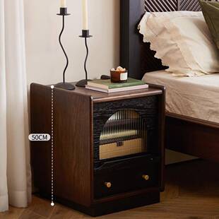 维尔风拉卧室床头WEL柜中古创意温馨客厅边古几复民宿饰收装纳储