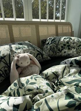 GZ6M美式田F77578M6园绿色件植物小8碎花床四套纯棉1.5m1.上民宿