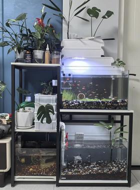 鱼缸架花架AL626812缸一体双层周转双箱溪流置鱼物架底柜承重底座