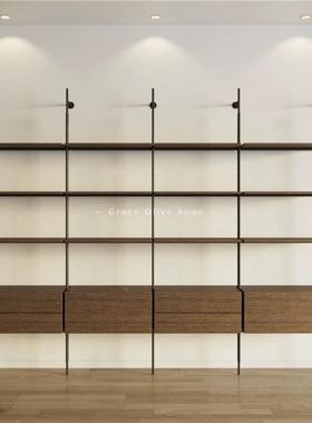 DPG意式极简书架轻多隔层书柜简约金属靠墙置物收架一字板落地奢