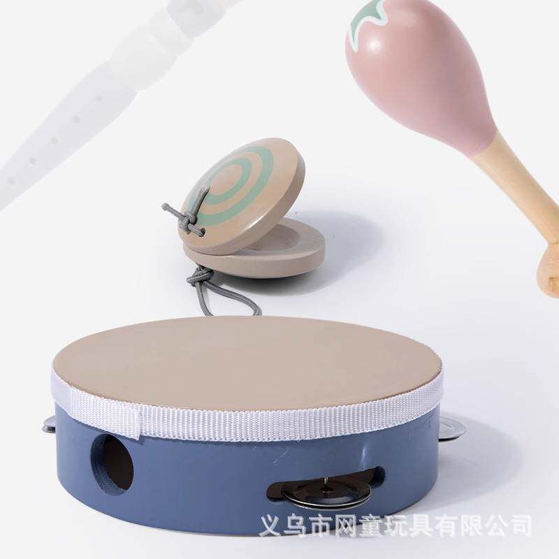 幼儿园木质摇铃小鼓奥尔打击乐器舞蹈活动道具音乐课响板串铃套装