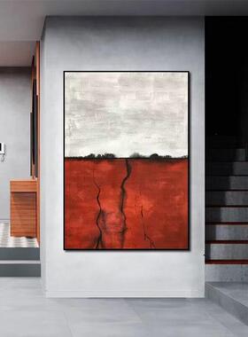 手绘红色理画抽象客厅玄关装YBA画肌酒红店饰别墅红火火艺术油画