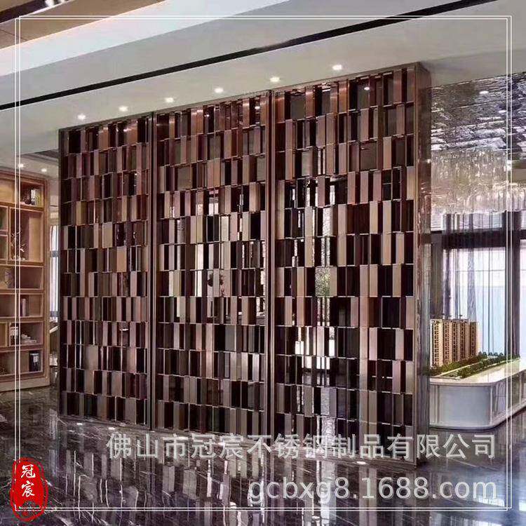 隔冠AMC宸不锈钢透明晶玻水璃屏风金属和艺术璃的结合家装屏玻风