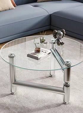 简约钢化玻璃网红代家球用气现茶几金客厅71453创意小户型圆形边