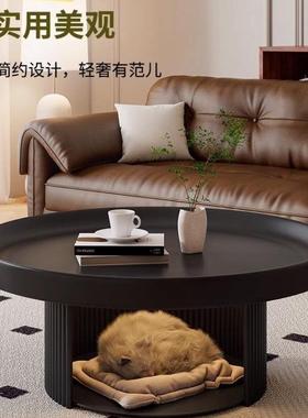 法创式奶油风物简约NHY客厅沙矮发茶几小户型设计师意宠圆形小茶