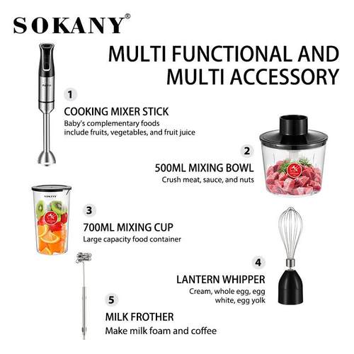 料出口SOKANY02无品牌/0L29搅棒多功能5in1理棒拌婴儿辅食机HANDB