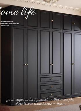 法式复古15476风型欧松实木颗粒板家用卧室组衣合衣级柜小户黑色