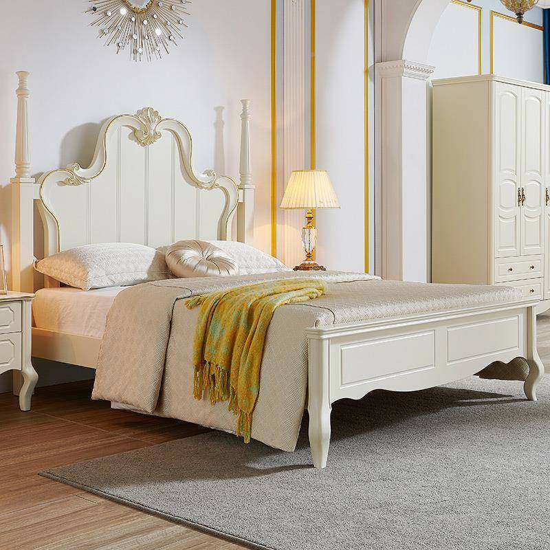 轻奢1欧式全实女孩生公主床.木8米女卧室白C601白色2.0单人儿童床