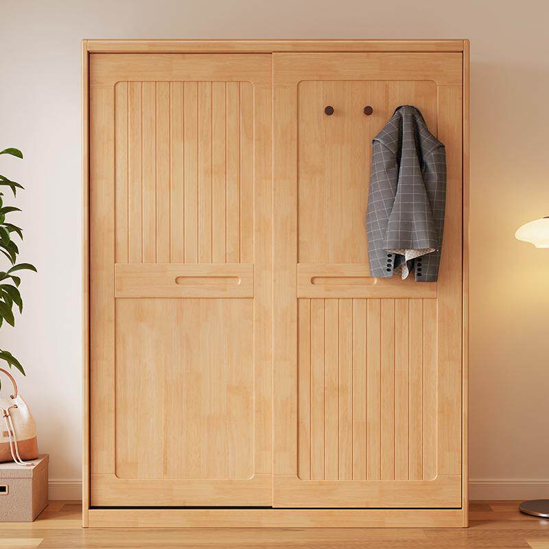 中式实TKC木衣衣柜简约卧室分层储物地柜二门推拉家用新大橱落收