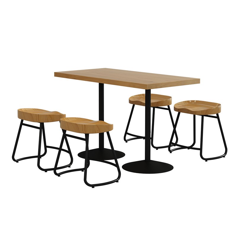 现代简约小吃甜品店商用餐桌椅原木风日料店面馆餐厅实木桌椅