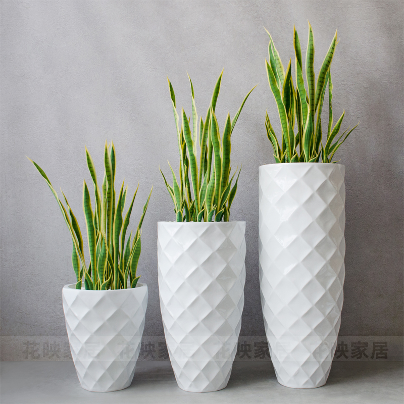 现代玻璃钢落地大花瓶插花艺花器酒店商场售楼处仿真花艺软装饰品