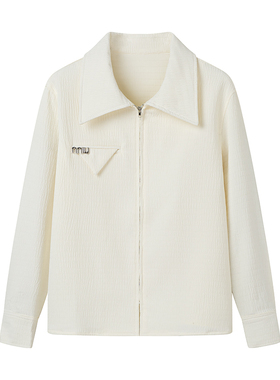 【小田专享】致敬经典~斜纹拉链宽松翻领外套 C0308A009