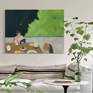 饰画客厅手工画 餐厅背景墙侘寂风装 HW.ART纯手绘油画 寂寞烟火