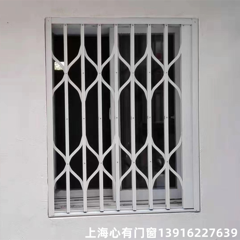 铝合金推拉防盗窗 上海儿童防护栏 折叠拉闸门防盗拉门包安装