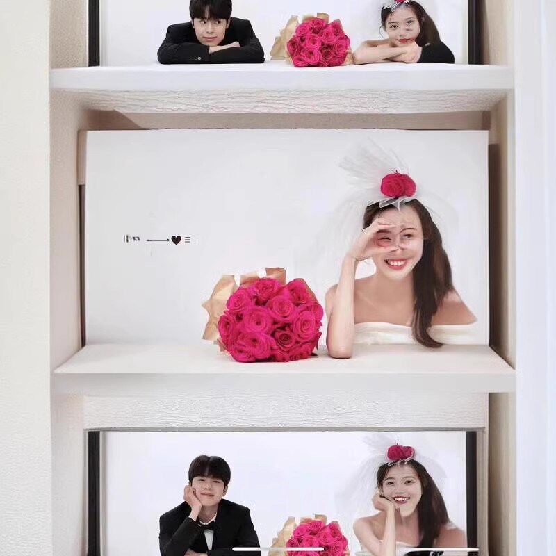 外景旅拍道具仿真花玫红色玫瑰婚纱照手拿花束假花复古装饰手捧花