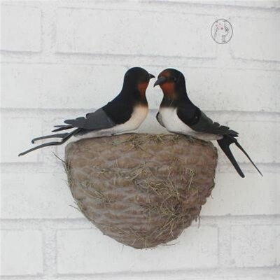 仿真燕子小鸟燕窝燕巢鸟窝春季美陈装饰品小燕子软装饰品仿真小鸟
