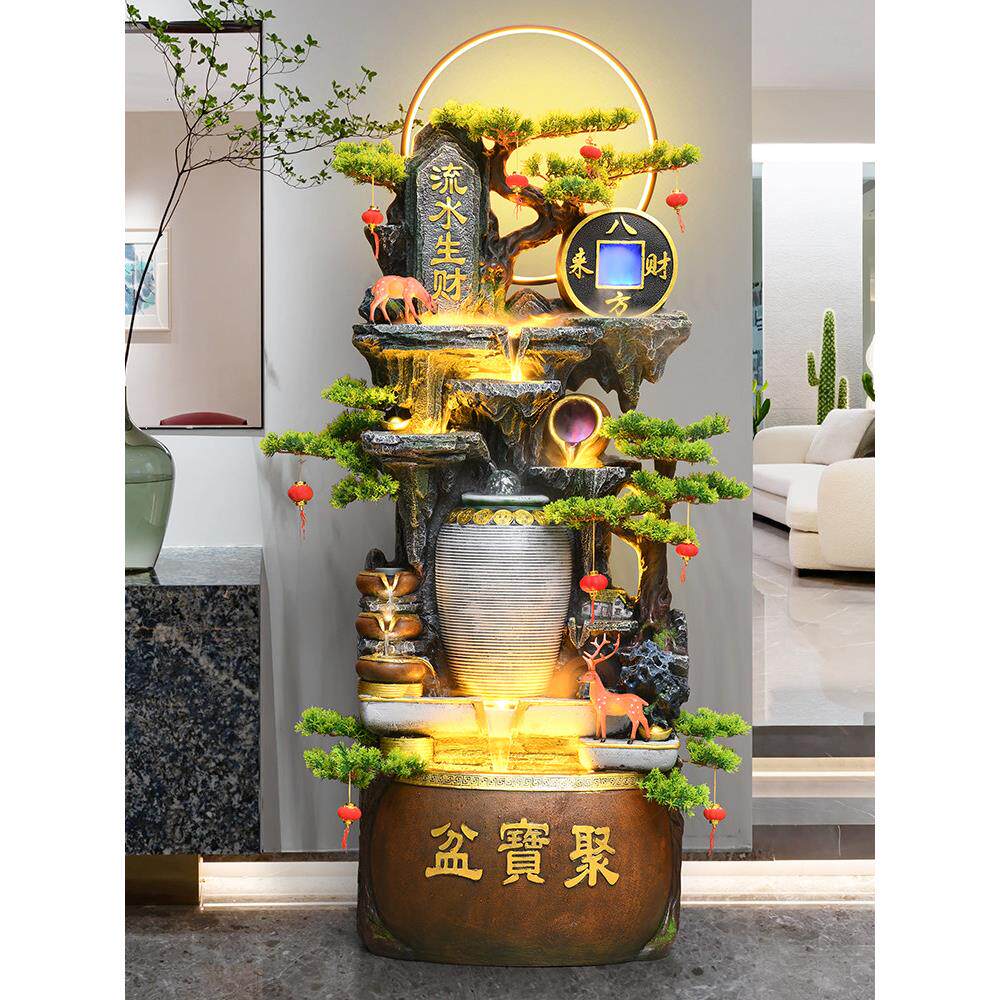 风水轮假山喷泉流水摆件招财聚宝盆循环水落地鱼缸乔迁开业装饰品