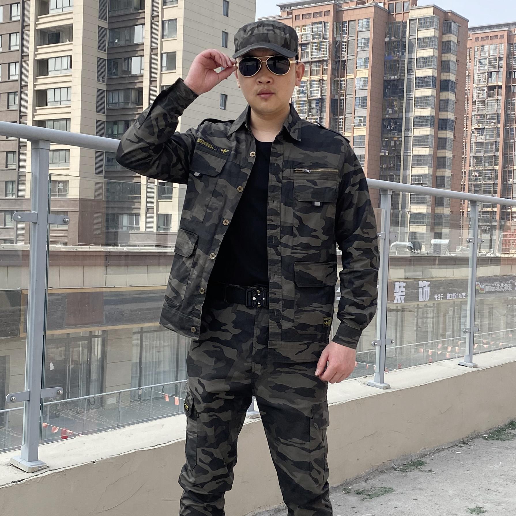 新款夏季薄款迷彩服套装男女套装弹力工作服休闲劳保工装耐磨耐脏