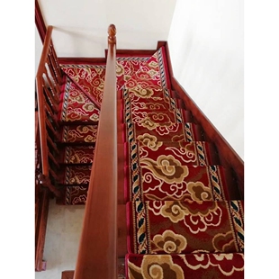 ?新中式家用旋转实木楼梯踏步垫免胶自粘防滑别墅大理石可擦洗地