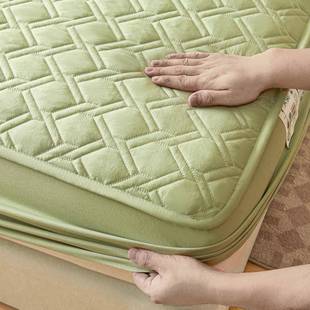 A类水洗棉夹床笠厚三件套人母婴级加床棉褥罩126单双床垫防滑保护