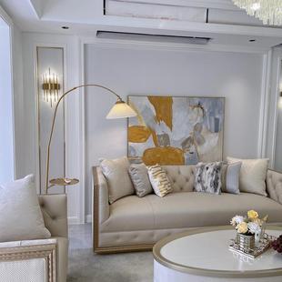 奶油风发式 美样板间沙客厅实皮艺家具组合木高端 FAR轻奢现代法式