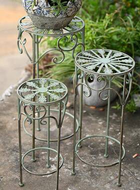 美式乡村托复铁架艺小花架室内DOB古户外阳台花园花盆置物架花花