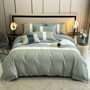 新款提花四件套雕床上用品轻奢浮家刺绣提花用单三件套135被套床