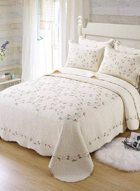 小清新欧式OBF刺套绣棉床盖棉绗纯缝被夹棉防全滑床单床罩床品件