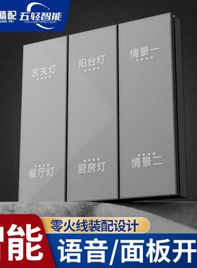 智能语关音控面板开关RIL开多控总开总智能无线开关二合一主灯制