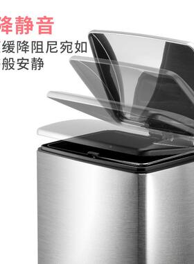 不锈脚踏缓降型卫生桶清洁垃L圾桶多用桶家钢用客厅纳收15PJC果皮