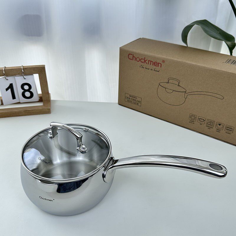 厚料18/10不锈钢迷你小奶锅304辅食锅黄油融化锅熬糖泼油锅14CM
