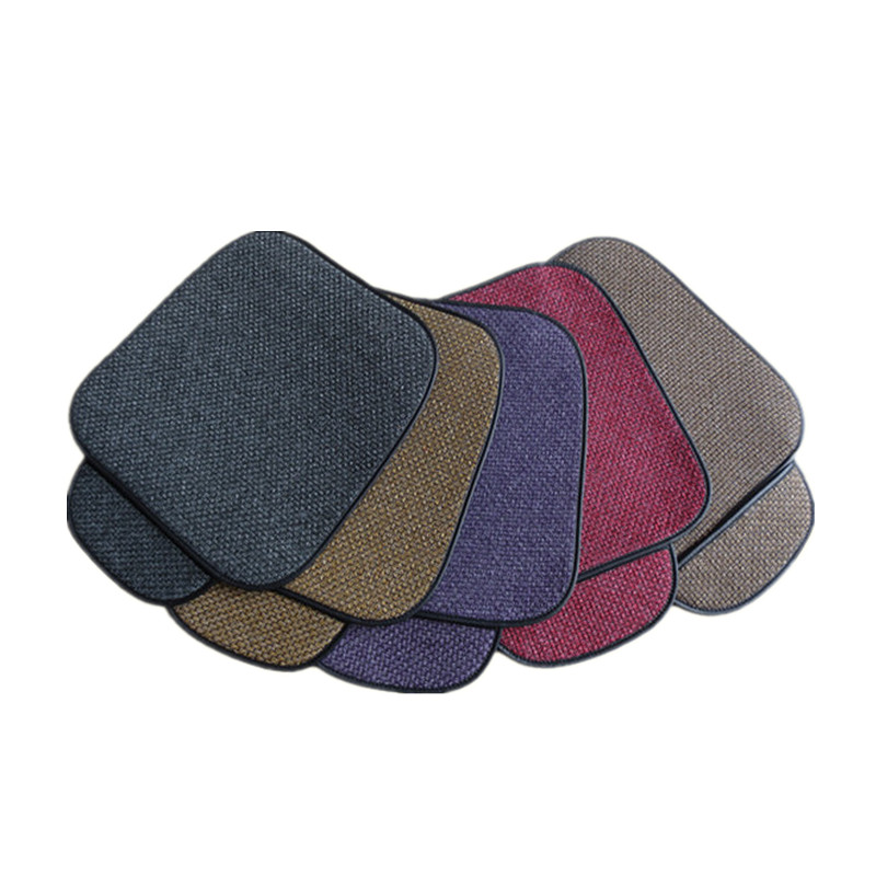 汽车亚麻坐垫单片无靠背四季通用免捆绑小三件车垫简约透气座垫