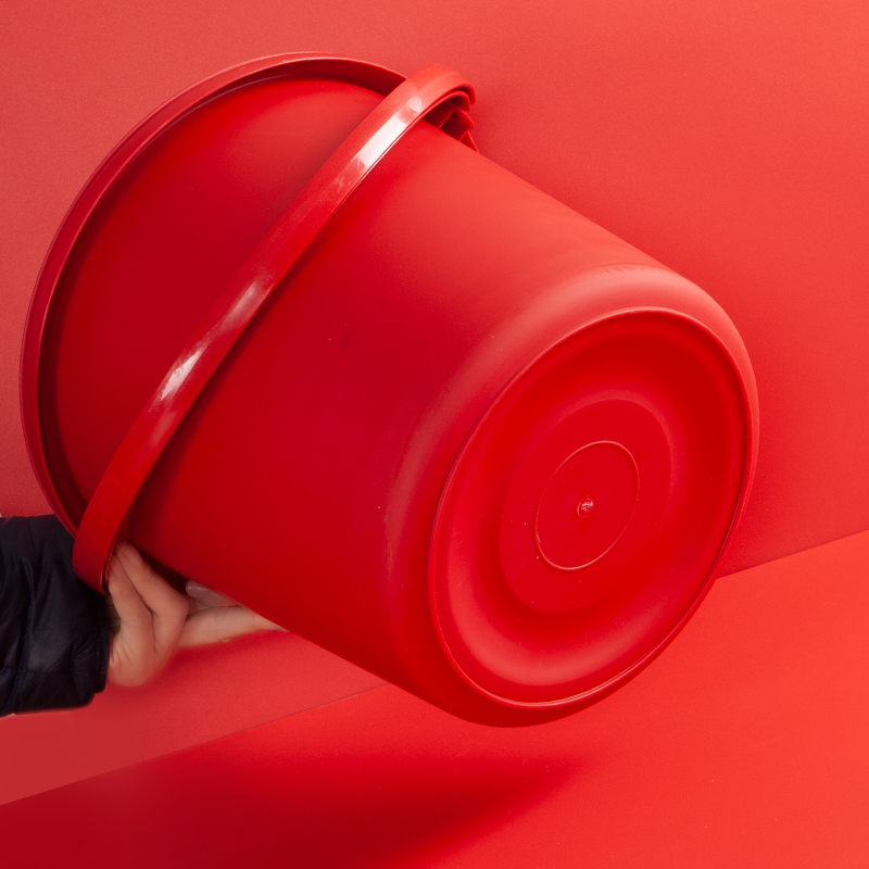 塑料红桶家用大号红色乔迁新居结婚用品带盖喜桶手提水桶陪嫁米桶