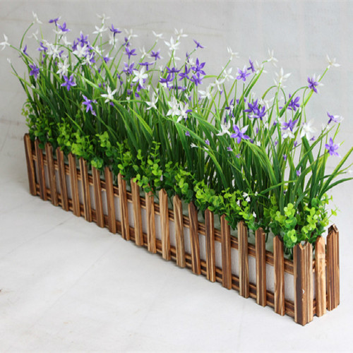 仿真绿色植物兰花草碳化栅栏假花塑料花桌面隔断摆放花艺墙角遮挡