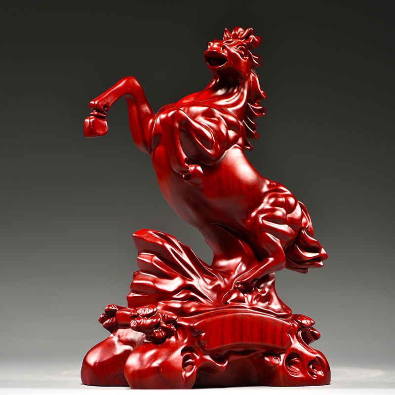 花梨木雕马到成功摆件实木质十二生肖马家居装饰摆设开业工艺礼品