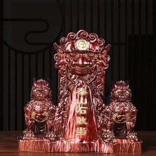 铜泰山石敢当摆件铜双狮石敢当铜狮子麒麟石敢当家居客厅玄关摆件