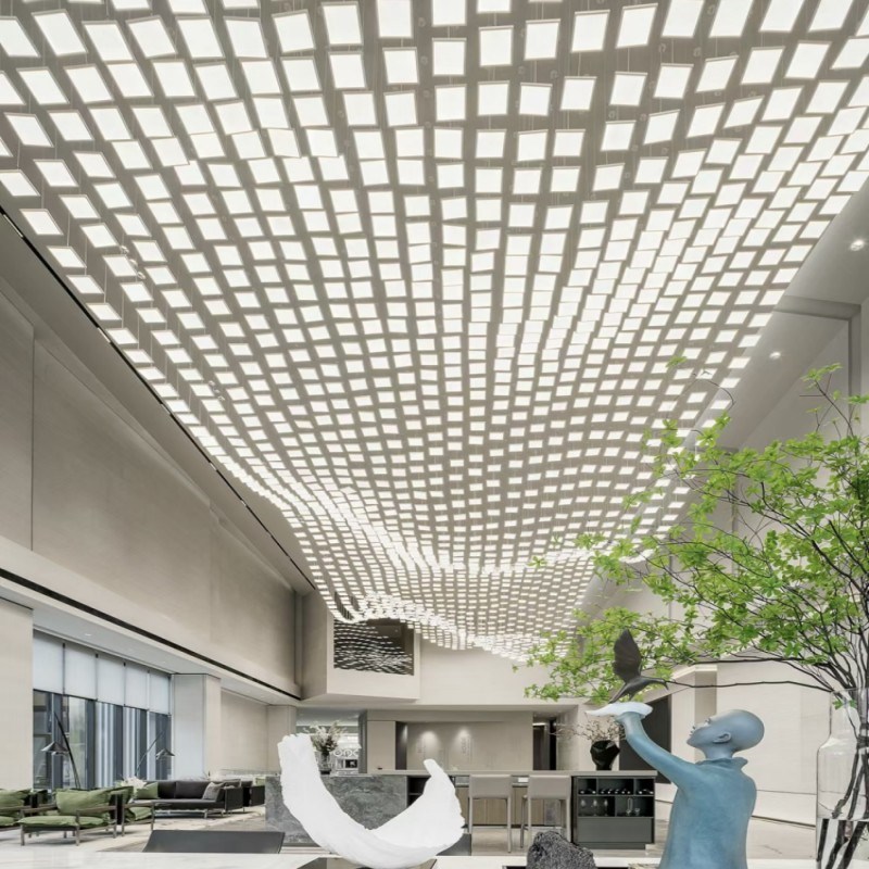 售楼部沙盘方块波浪吊灯商场会所前台工程定制非标装饰酒店大堂灯