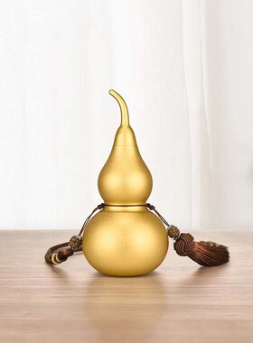 纯黄铜葫芦挂件五帝钱开口盖空心铜葫芦摆件家用客厅卧室吉祥挂饰