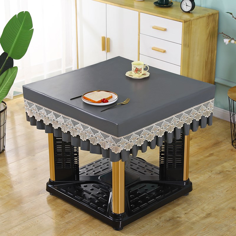 高档烤火桌罩电炉罩正方形防烫桌垫皮麻将机桌布防水防油PU皮罩