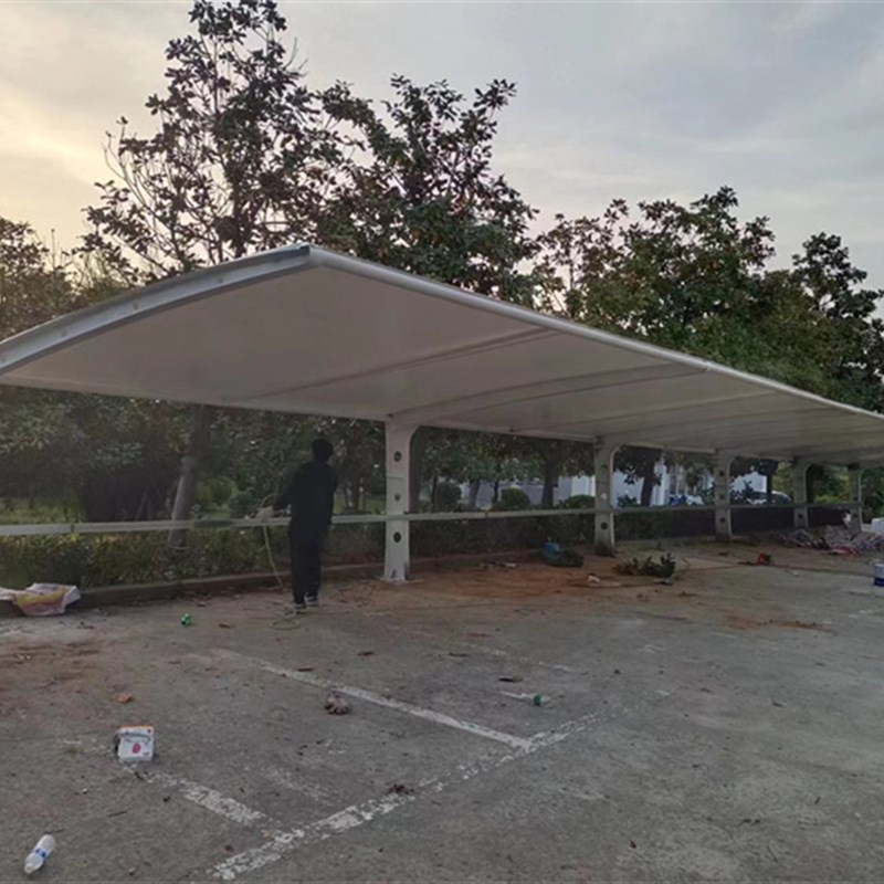 张拉膜结构汽车停车棚工字异型钢遮阳棚pvdf膜布车篷雨棚电动车蓬