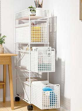 书架物架轮简易PDV带家用多层置物客厅柜子储柜窄缝小书柜靠墙边